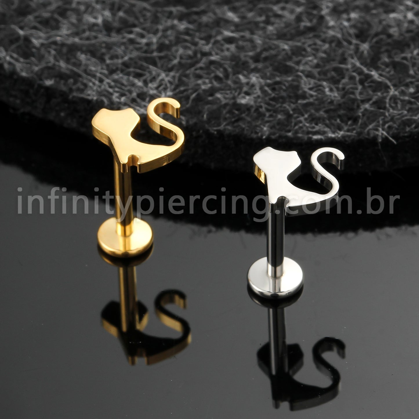 Piercing Labret Titânio Gato