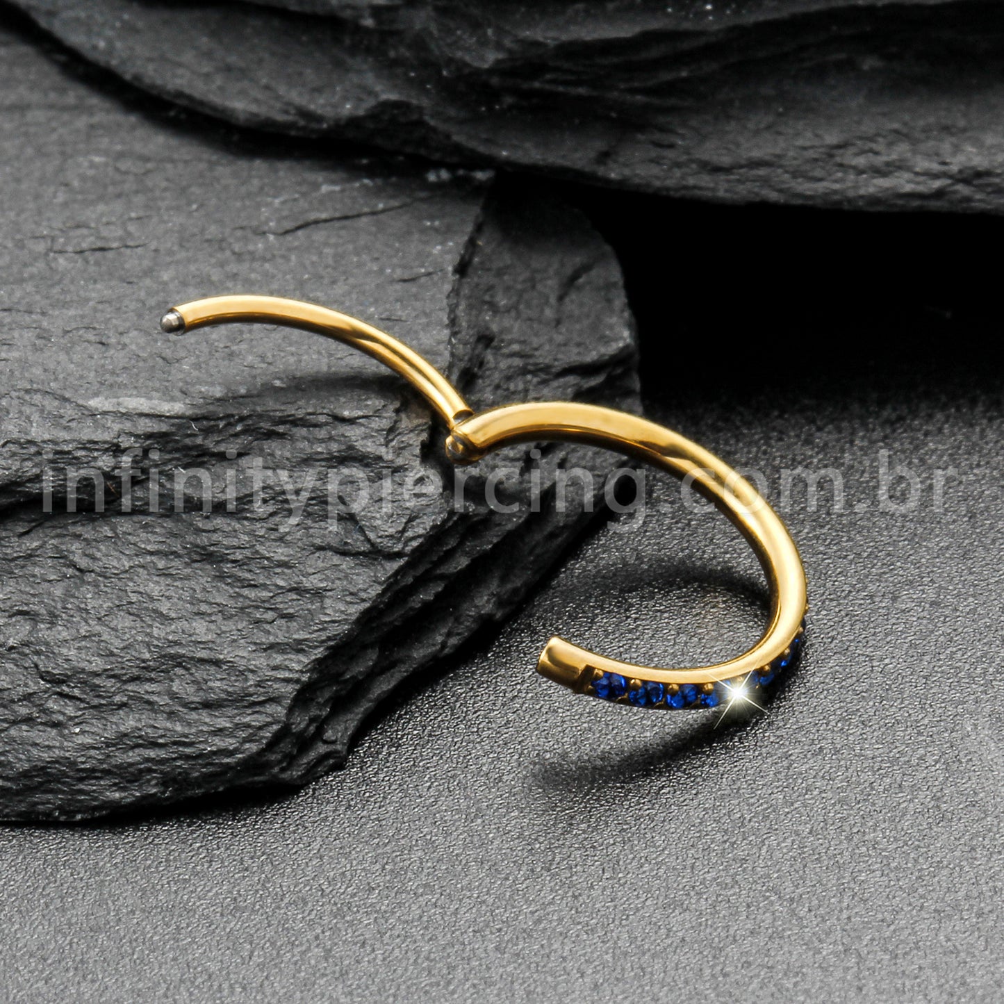Piercing Argola Segmentada Titânio 1 Fileira Zircônia Cravejada