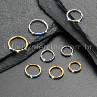 Piercing Argola Segmentada Titânio 1 Fileira Zircônia Cravejada