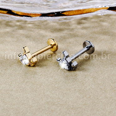 Piercing Labret Titânio Zircônia Coração Diabinho