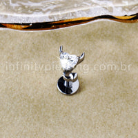Piercing Labret Titânio Zircônia Coração Diabinho