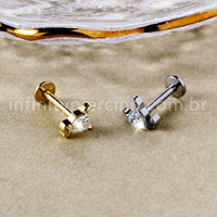 Piercing Labret Titânio Zircônia Coração Diabinho