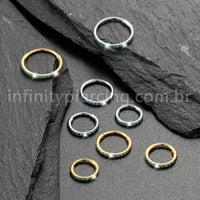 Piercing Argola Segmentada Titânio 1 Fileira Zircônia Cravejada