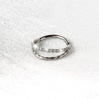 Piercing Argola Titânio Duas Fileiras Torcida/Zircônia Cravejada