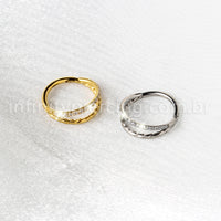 Piercing Argola Titânio Duas Fileiras Torcida/Zircônia Cravejada