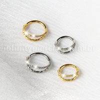 Piercing Argola Titânio Duas Fileiras Torcida/Zircônia Cravejada