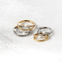 Piercing Argola Titânio Duas Fileiras Torcida/Zircônia Cravejada