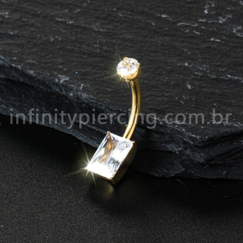 Piercing Banana Titânio Zircônia Quadrada