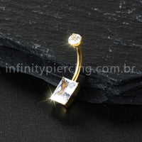 Piercing Banana Titânio Zircônia Quadrada