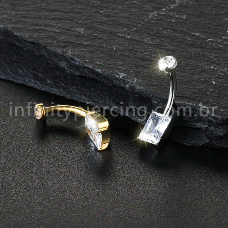 Piercing Banana Titânio Zircônia Quadrada