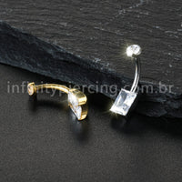 Piercing Banana Titânio Zircônia Quadrada