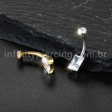 Piercing Banana Titânio Zircônia Quadrada