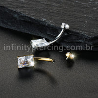 Piercing Banana Titânio Zircônia Quadrada