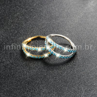 Piercing Argola Segmentada Titânio 2 Fileiras Zircônia Cravejada