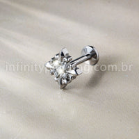 Piercing Labret Titânio Detalhado Com  Zircônia