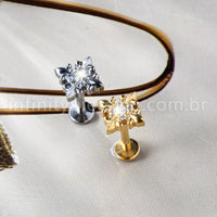 Piercing Labret Titânio Detalhado Com  Zircônia