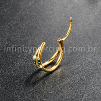 Piercing Argola Segmentada Titânio 2 Fileiras Zircônia Cravejada