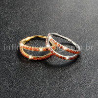 Piercing Argola Segmentada Titânio 2 Fileiras Zircônia Cravejada
