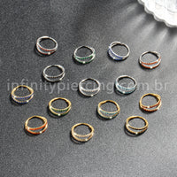 Piercing Argola Segmentada Titânio 2 Fileiras Zircônia Cravejada
