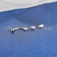 Piercing Banana Titânio 3 Pedras Gota Zircônia