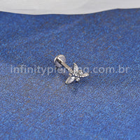 Piercing Labret Titânio Libélula Zircônia Cravejada