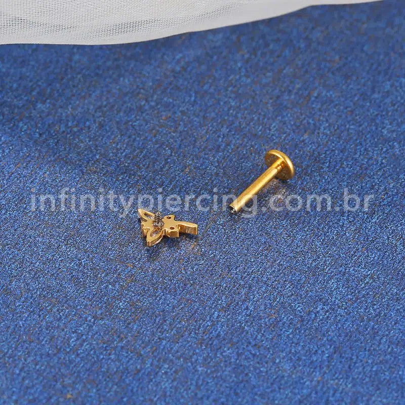 Piercing Labret Titânio Libélula Zircônia Cravejada