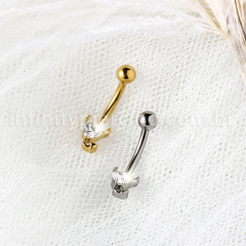 Piercing Banana Titânio Zircônia Coração Diabinho