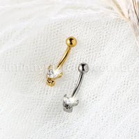 Piercing Banana Titânio Zircônia Coração Diabinho