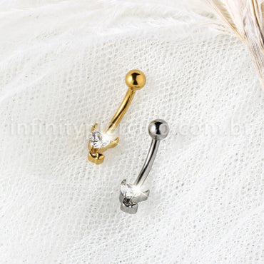 Piercing Banana Titânio Zircônia Coração Diabinho