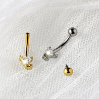Piercing Banana Titânio Zircônia Coração Diabinho