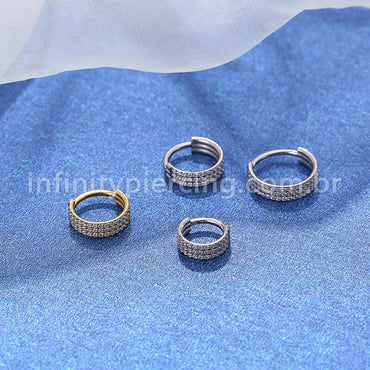 Piercing Argola Segmento Articulado Titânio Zircônia 3 Fileiras