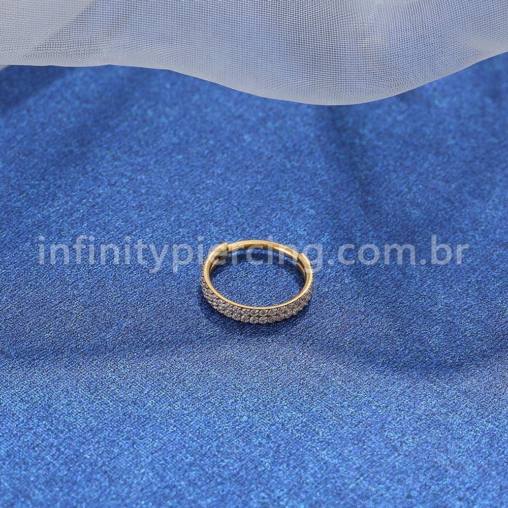 Piercing Argola Segmento Articulado Titânio Zircônia 2 Fileiras Lateral