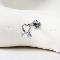 Piercing Labret Titânio Coração/Flecha