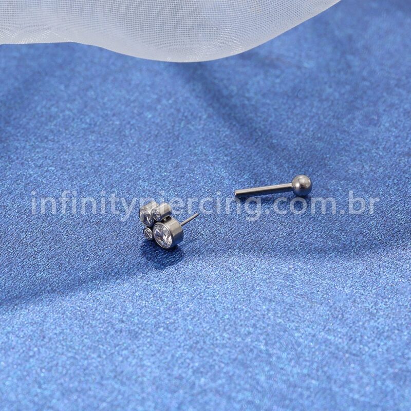 Piercing MiniBarbell Titânio Indiano Zircônia