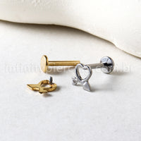 Piercing Labret Titânio Coração/Flecha