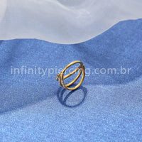 Piercing Argola Segmento Articulado Aço Cirurgico Zircôrnia 3 Fileiras Vazadas