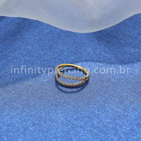 Piercing Argola Titânio Segmento Articulado Dupla Fileira Zircônia Cravejada