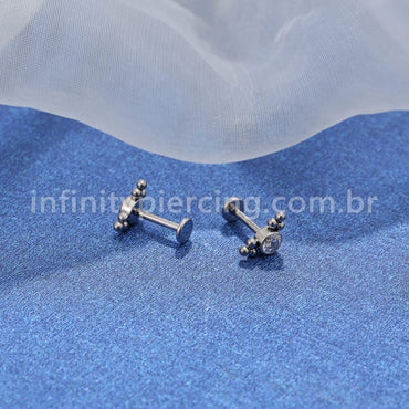 Piercing Labret Push Pin Titânio Indiano Zircônia
