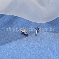 Piercing Labret Aço Cirúrgico Indiano Zircônia Cravada