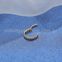 Piercing Argola Titânio Segmento Articulado 1 Fileira Zircônia