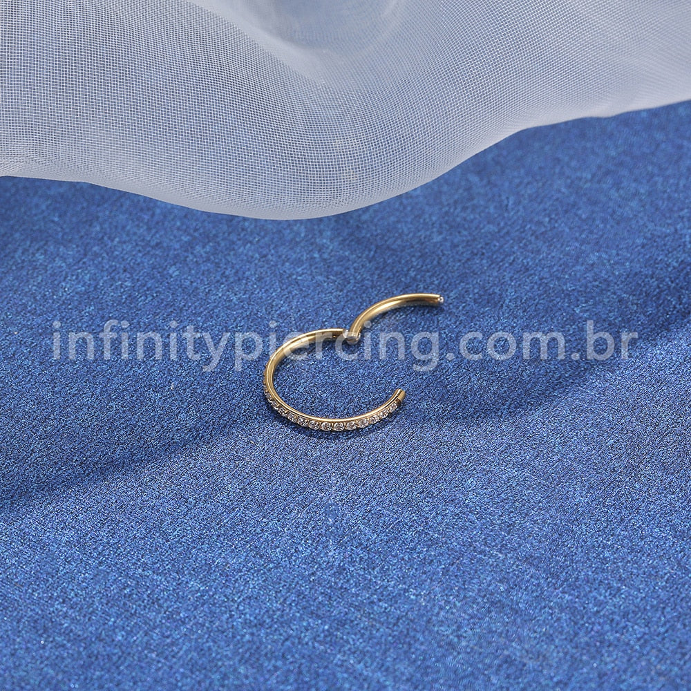 Piercing Argola Segmento Articulado Titânio Zircôrnia