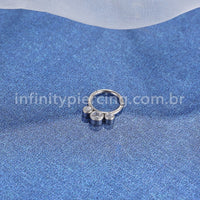 Piercing Argola Segmento Articulado Titânio Indiano Opala/Zircônia