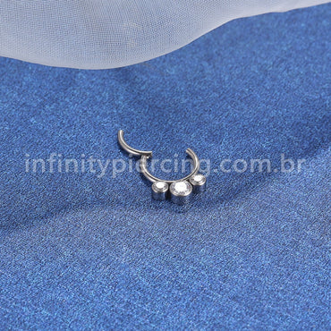 Piercing Argola Segmento Articulado Titânio Indiano Opala/Zircônia