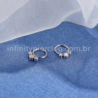 Piercing Argola Segmento Articulado Titânio Indiano Opala/Zircônia
