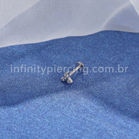 Piercing Labret Titânio Trinity Zircônia Cravejada