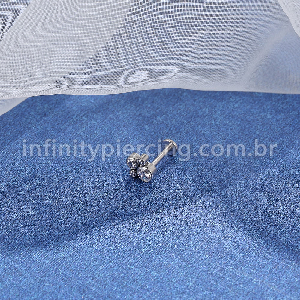 Piercing Labret Push Pin Titânio Indiano Zircônia