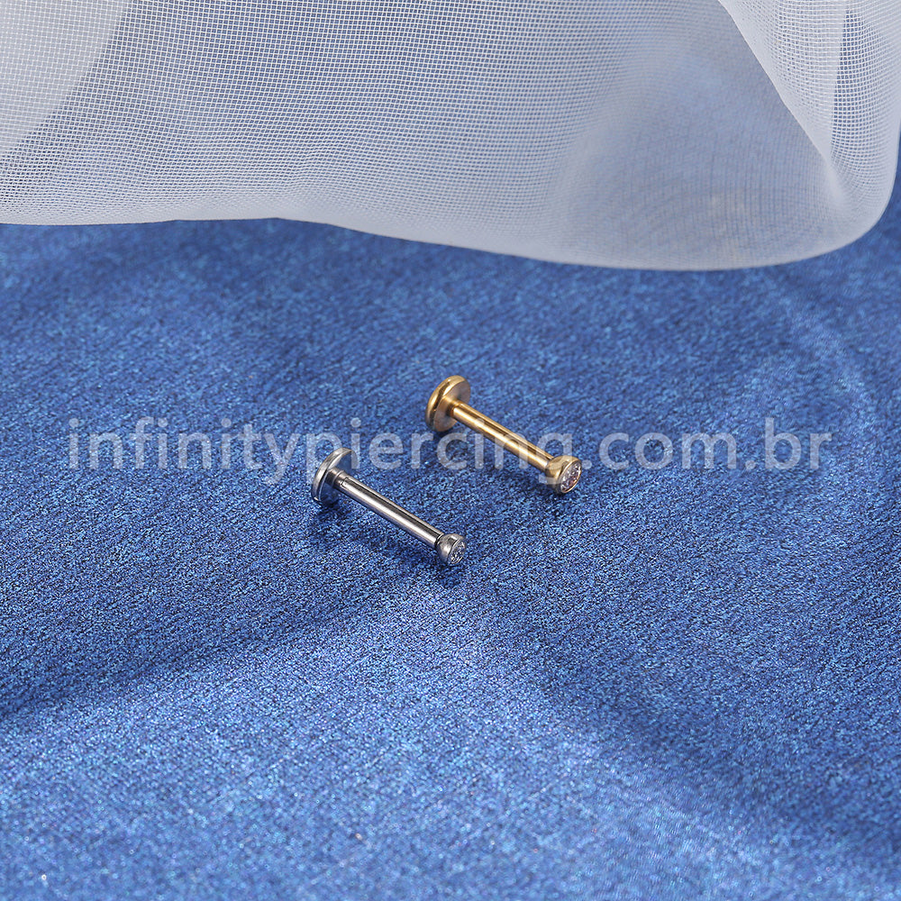 PIERCING LABRET PUSH PIN TITÂNIO ZIRCÔNIA
