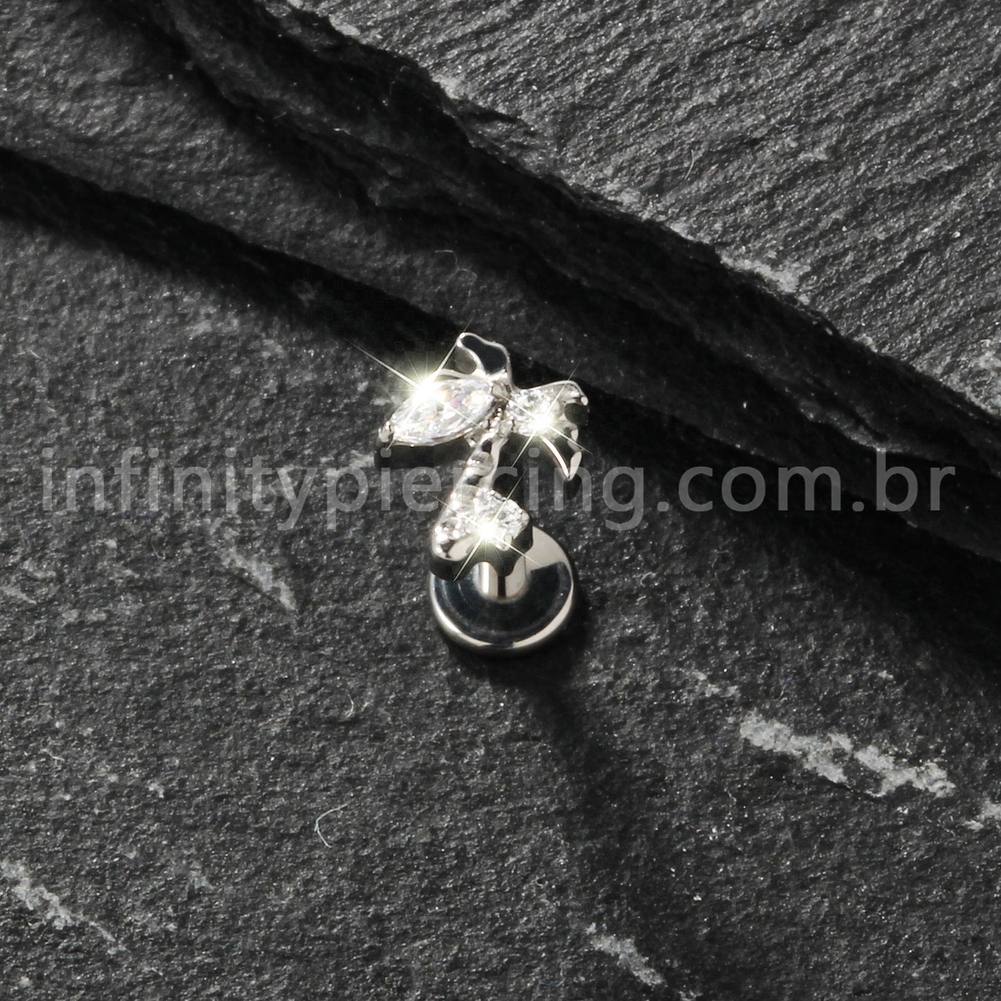 Piercing Labret Titânio Coqueiro Zircônia