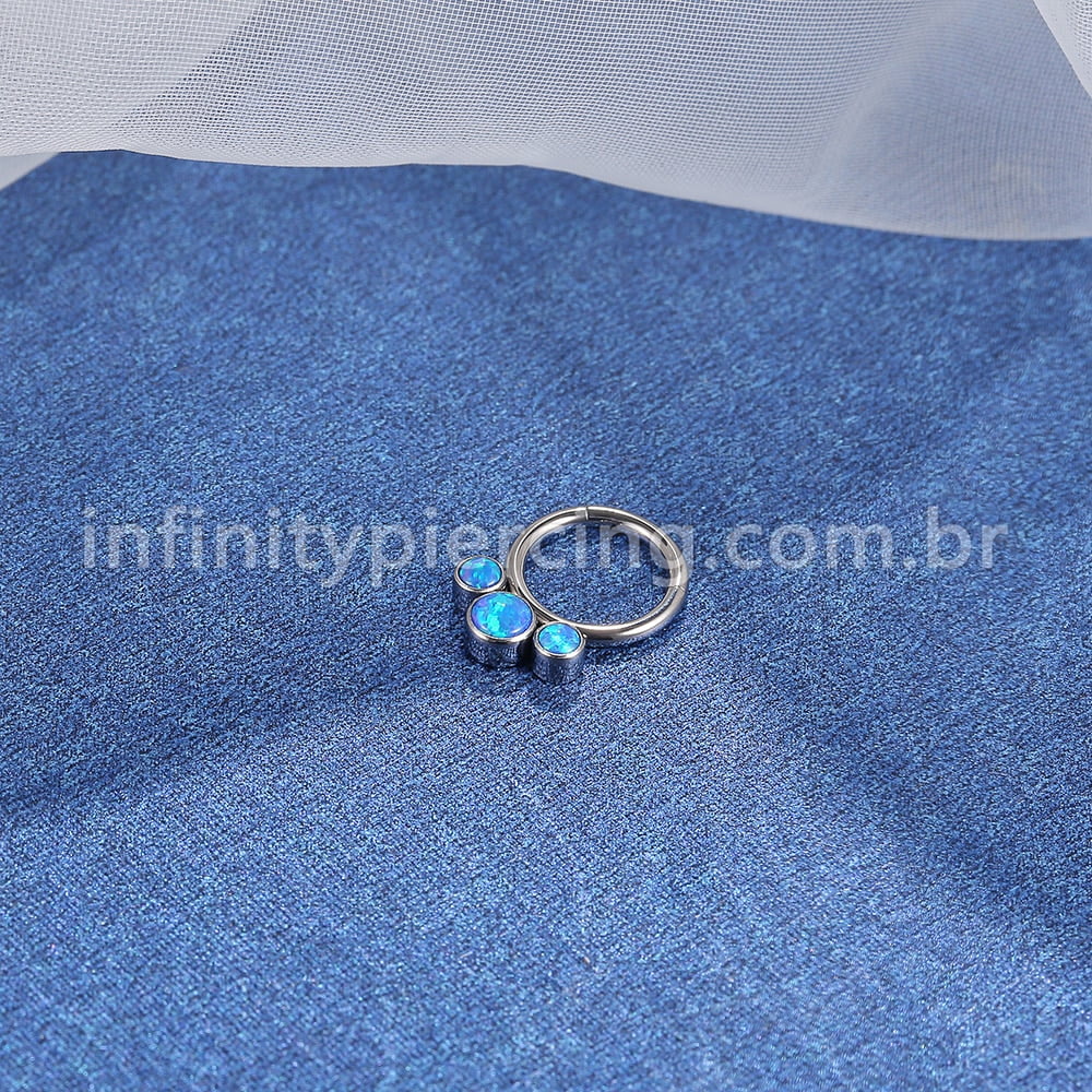 Piercing Argola Segmento Articulado Titânio Indiano Opala/Zircônia