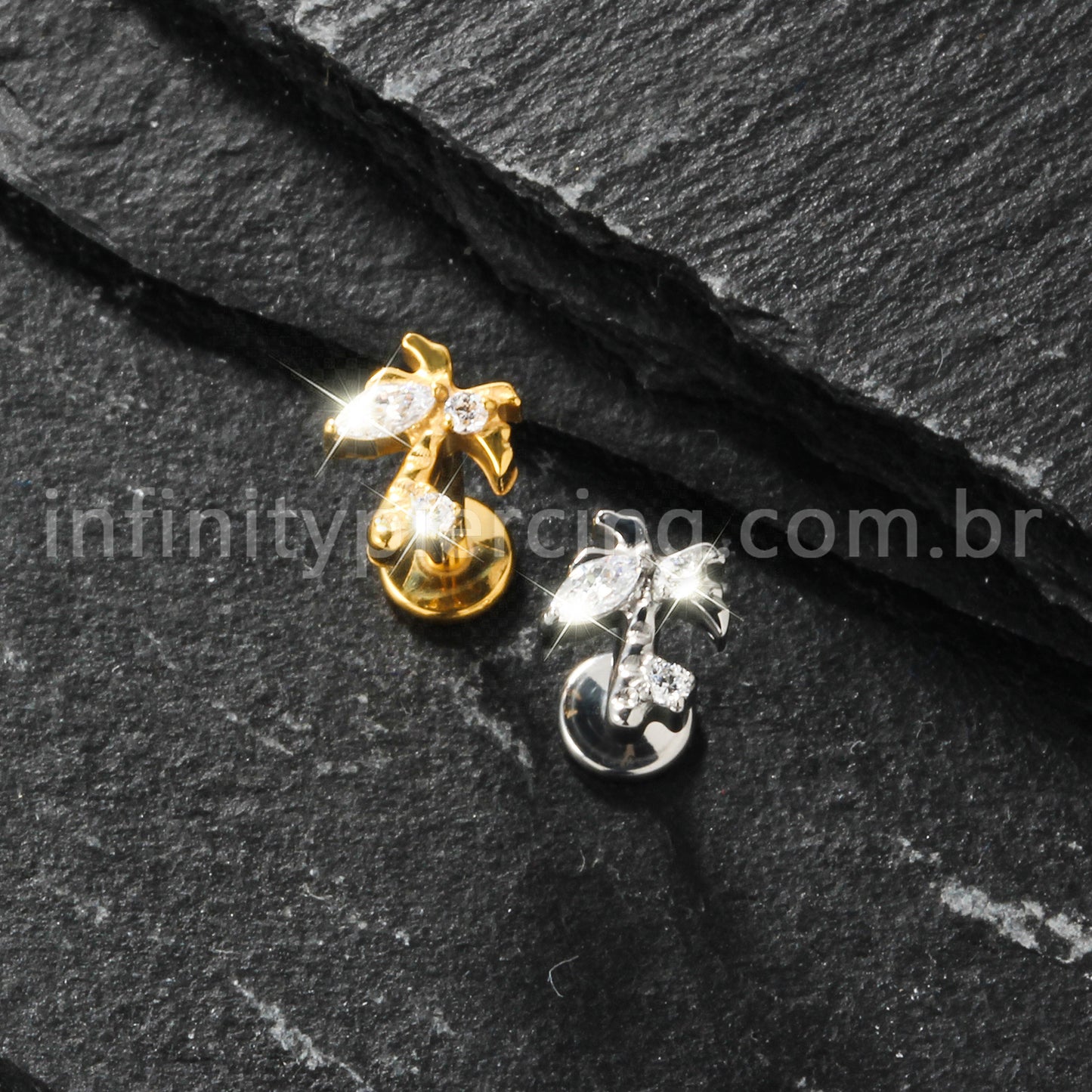 Piercing Labret Titânio Coqueiro Zircônia
